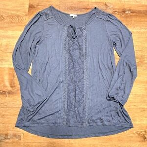 Kori Dark Gray Lace Detail Blouse